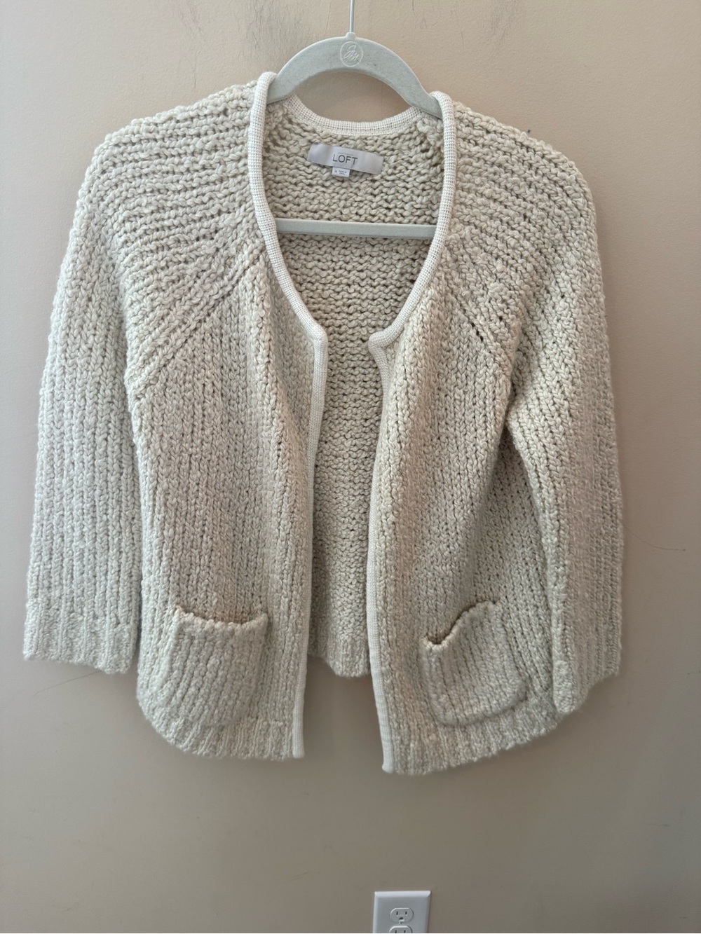 Loft open front cardigan wool alpaca mohair blend closet staple Size M